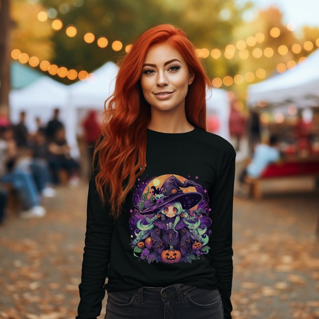 Enchanting Spellcaster Halloween Anime Witch Long T-Shirt (Creator Uploaded)