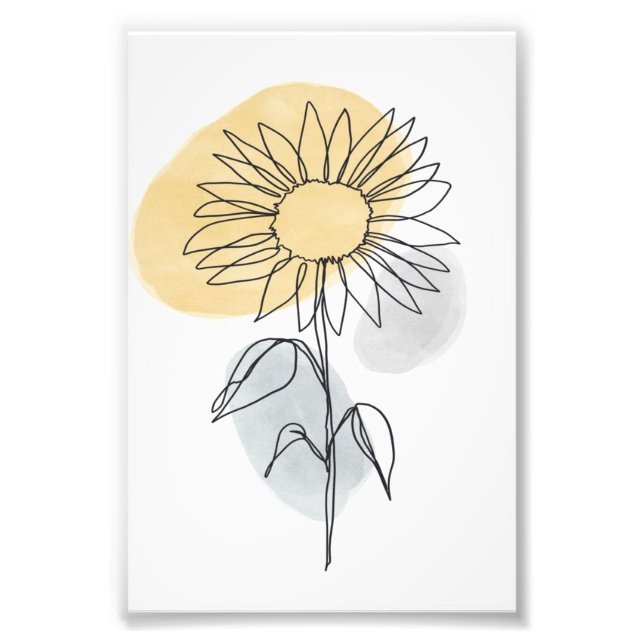Enchanting  Sunflower One Line Drawing Photo Print (Front)