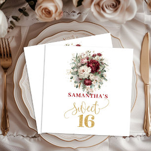 Enchanting Sweet 16 Blush Burgundy Napkins