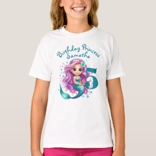 Enchanting Teal Mermaid Fantasy Birthday T-Shirt