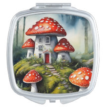 Enchanting Toadstool House Compact Mirror