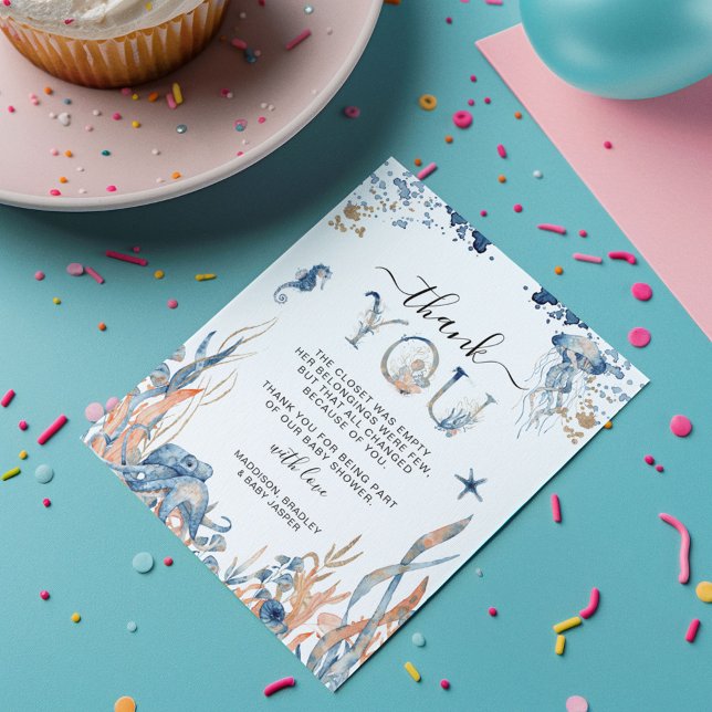 Enchanting Under-the-Sea Baby Shower Thank You Card (Creator Uploaded)