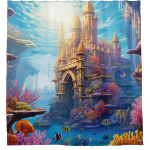 : Enchanting Underwater Castle Coral Reef  Shower Curtain