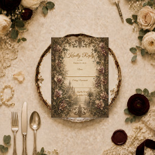 Enchanting Vintage Orchid Wedding RSVP Card