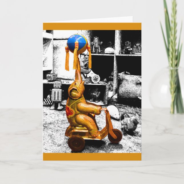 Enchanting Vintage Toy Elephant Card (Front)