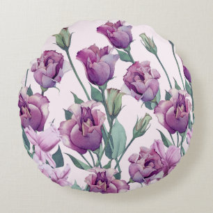 Enchanting Watercolor Eustoma Bloom Round Pillow