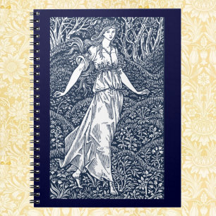 Enchanting William Morris–Style Woodland woman Spiral Notebook