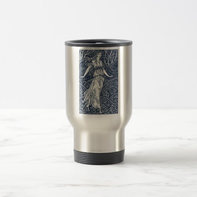 Enchanting William Morris–Style Woodland woman Travel Mug (Center)