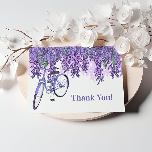 Enchanting Wisteria Bicycle Thank You Card (Creator Uploaded)