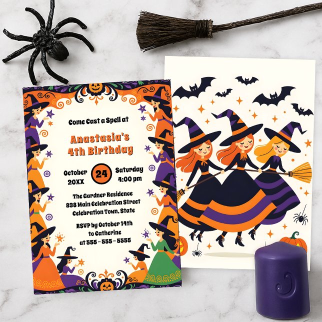 Enchanting Witch Coven Halloween Birthday Party Invitation (Creator Uploaded)
