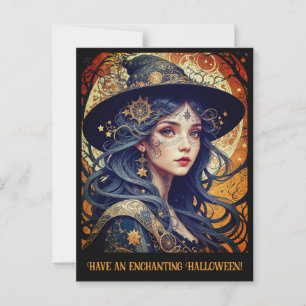 Enchanting Witch Halloween Greeting Postcard