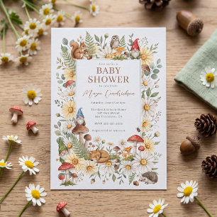 Enchanting Woodland Gnome Baby Shower Invitation