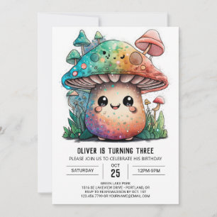 Enchanting Woodland Mushroom Birthday Invitation