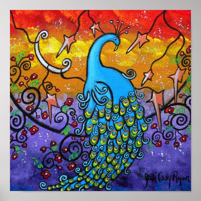Enchantment Colourful Peacock Poster (Front)