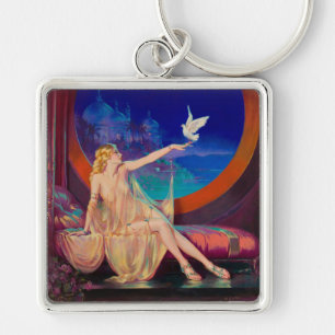 Enchantment of Arabian Concubine Pinup Girl Key Ring