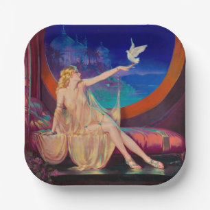 Enchantment of Arabian Concubine Pinup Girl Paper Plate