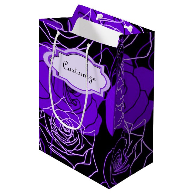 Enchantment Purple Roses Floral Gift Bag (Front Angled)