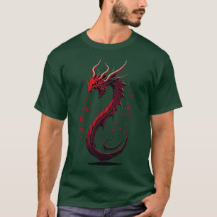 Enchng Dragon Vector Art Monochromatic Red FrontFa T-Shirt