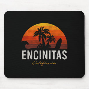 Encinitas California Ca Palms Surf Sunset Vintage Mouse Pad