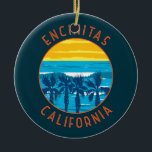 Encinitas California Retro Distressed Circle Ceramic Tree Decoration<br><div class="desc">Encinitas retro vector travel design in an emblem style. Located along six miles of Pacific Ocean coastline,  Encinitas is an unspoiled reminder of the historic Highway 101 beach culture that thrived in the mid-1900s.</div>