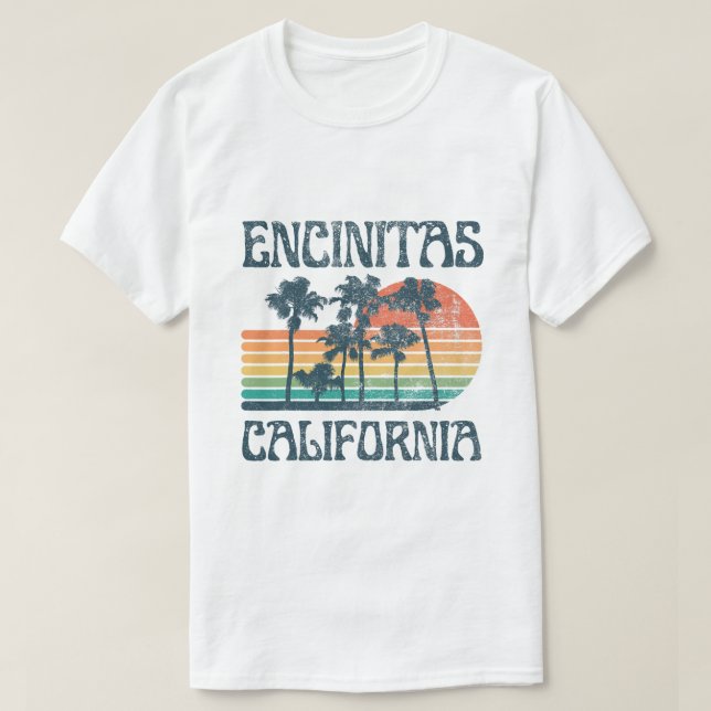 Encinitas California Summer Vacation Vintage T-Shirt (Design Front)