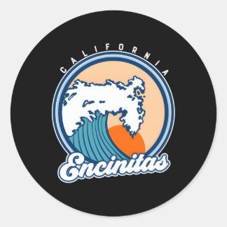 Encinitas California Surf Wave Classic Round Sticker