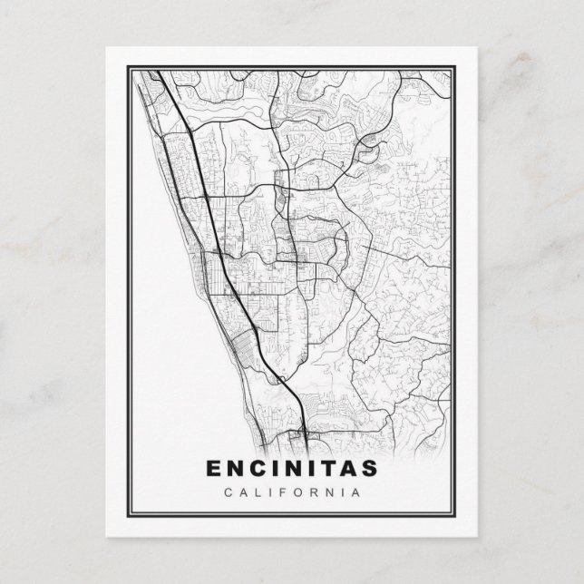 Encinitas Map Postcard (Front)
