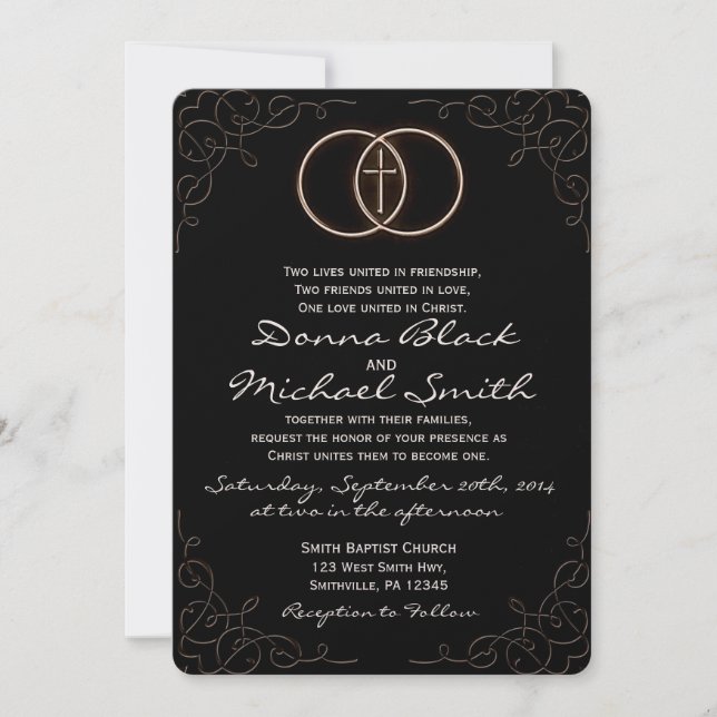 Encircled Cross Religious Wedding Invitations (Front)