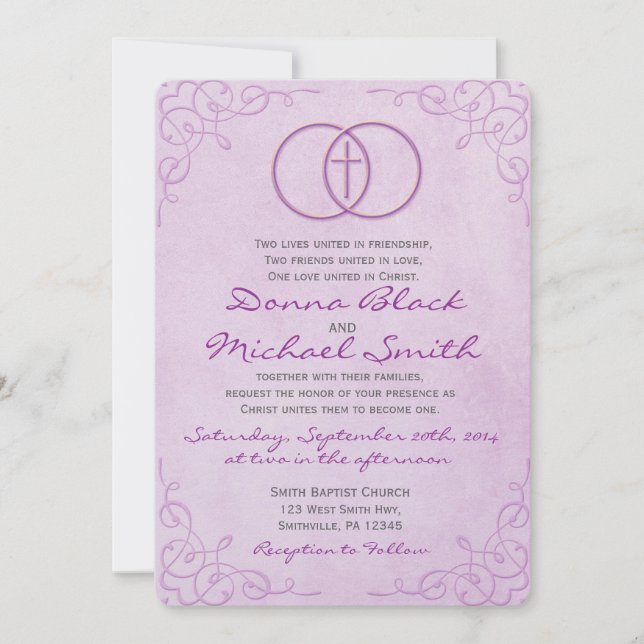 Encircled Cross Religious Wedding Invitations (Front)