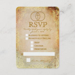 Encircled Cross Religious Wedding RSVP Card