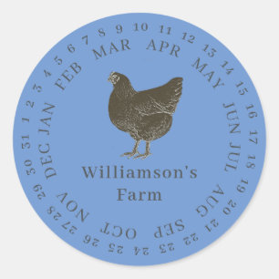 Encircled Date Egg Carton Labels Cornflower Blue