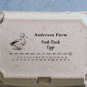 Encircled Date - Farm Duck Eggs Carton Self-inking Stamp