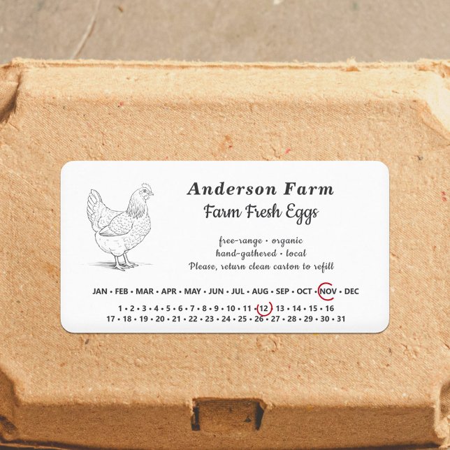 Encircled Date - Farm Fresh Eggs White Sticker (Encircled Date - Farm Fresh Eggs White Sticker)
