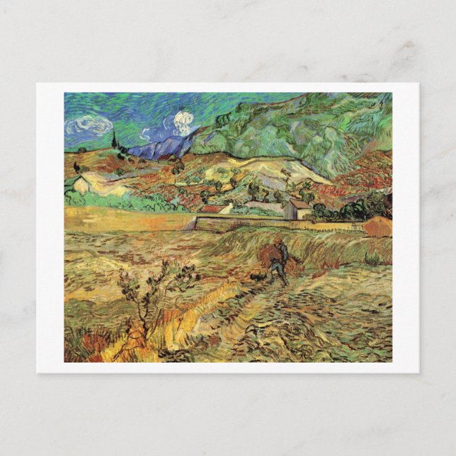 Enclosed Wheat Field, Peasant, Vincent van Gogh Postcard (Front)