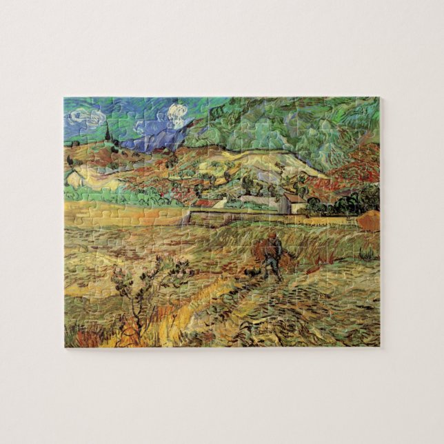 Enclosed Wheat Field w Peasant by Vincent van Gogh Jigsaw Puzzle (Horizontal)