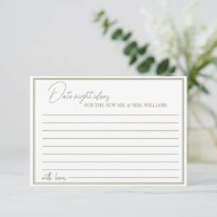 Enclosure Card Bridal Shower date night ideas