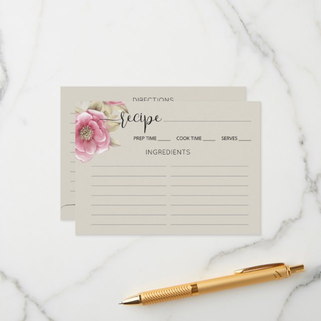 Enclosure Card Bridal Shower Recipe. (Front/Back In Situ)