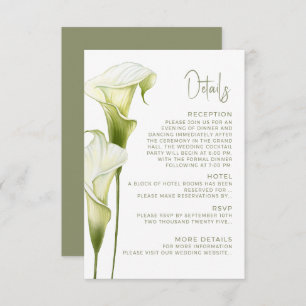 Enclosure Card Details for Wedding. 