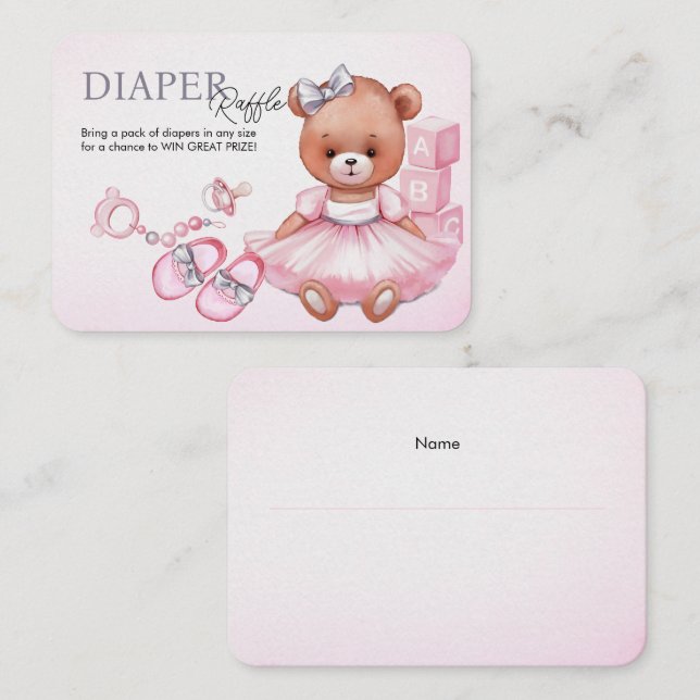 Enclosure Card Diaper Raffle for baby shower. (Front/Back)