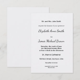 Enclosure Card Elegant Wedding Formal Invite