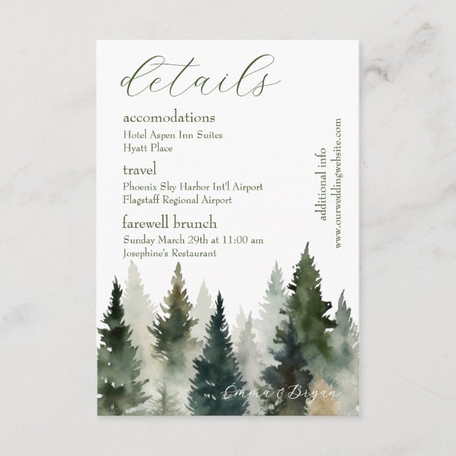 Enclosure Card |FOrest Pine Watercolor (Front)