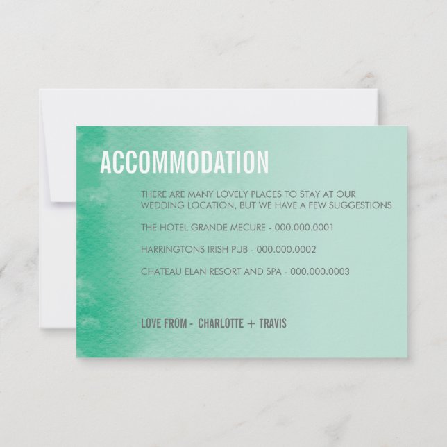 ENCLOSURE CARD :: ombre watercolor emerald green (Back)