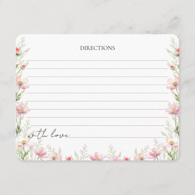 Enclosure Card Recipe Wildflower wedding. (Back)