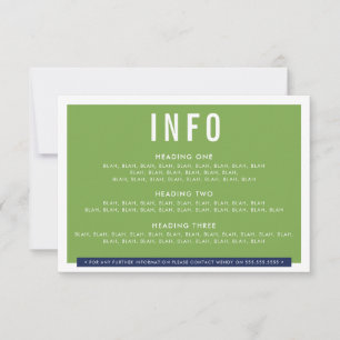 ENCLOSURE DETAILS fun bold block navy green RSVP Card