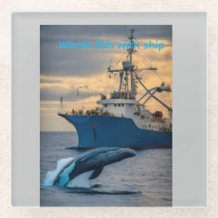 Encounter in the Deep:Blue Whale Meets OcenT-Shirt Glass Coaster