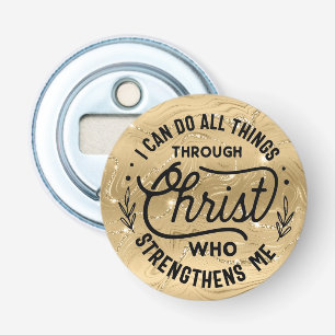 Encourage Bible Verse with Elegant Shiny Gold Bottle Opener