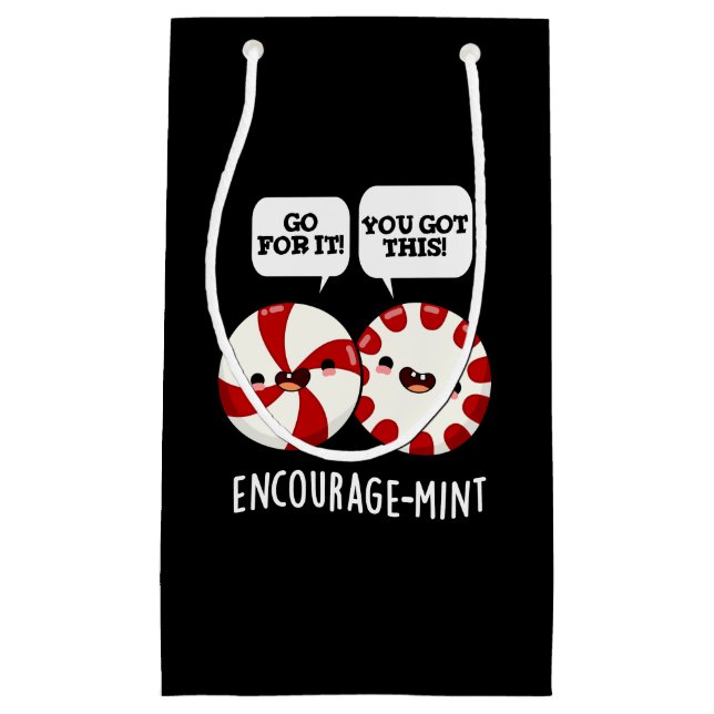 Encourage-mint Funny Candy Pun Dark BG Small Gift Bag (Front)