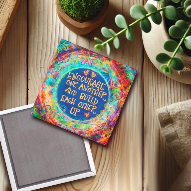 Encourage One Another Colourful Inspirational Magnet (Creator Uploaded)
