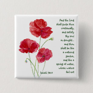 Encourage Scripture Isaiah Poppy Garden Flower 15 Cm Square Badge