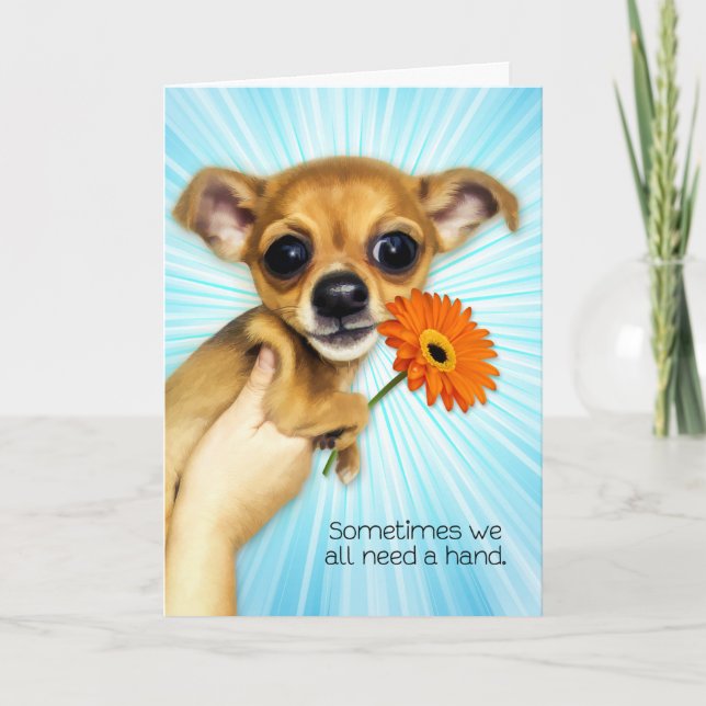 Encouragement Cartoon Chihuahua Puppy Card (Front)